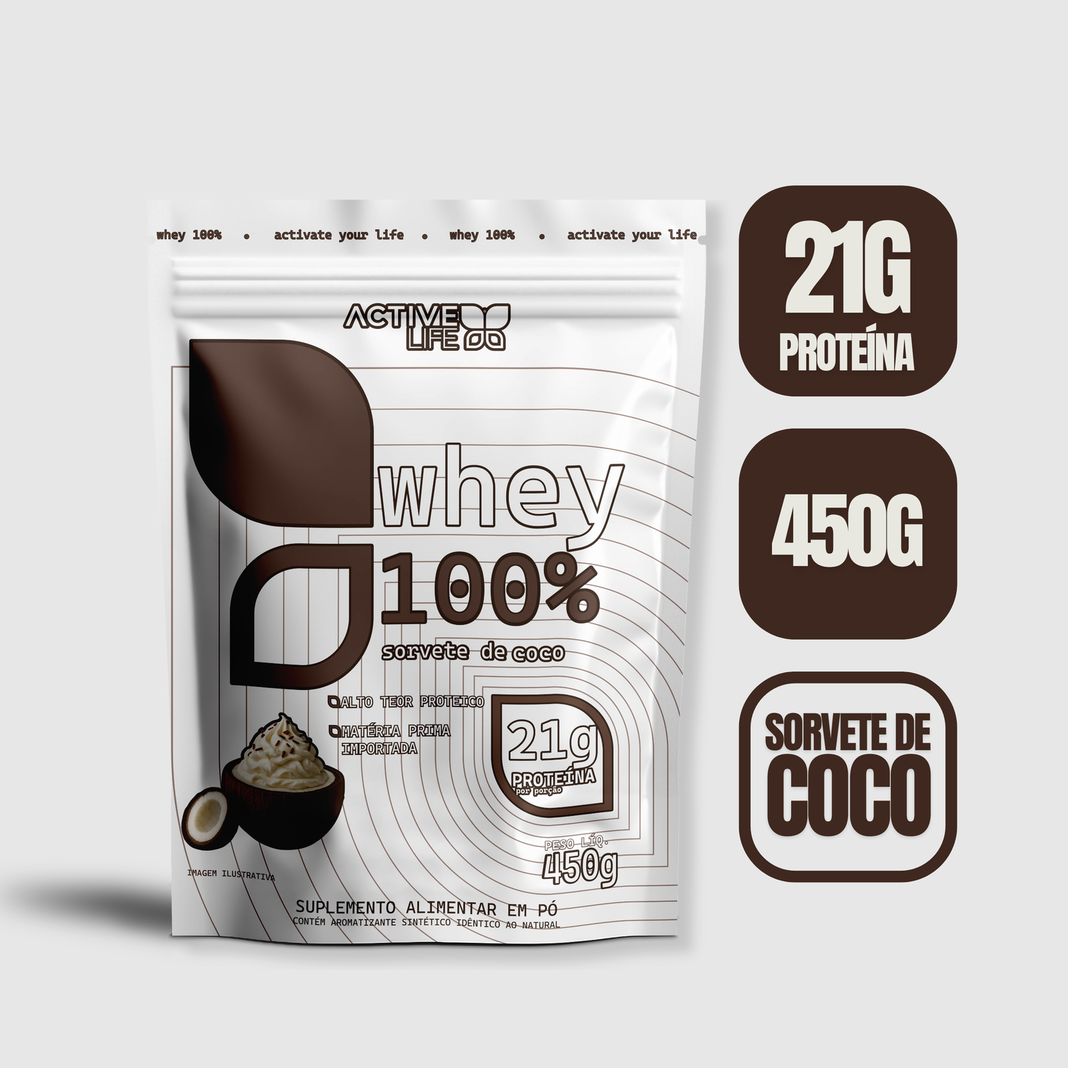 WHEY 100% - SORVETE DE COCO - 450G