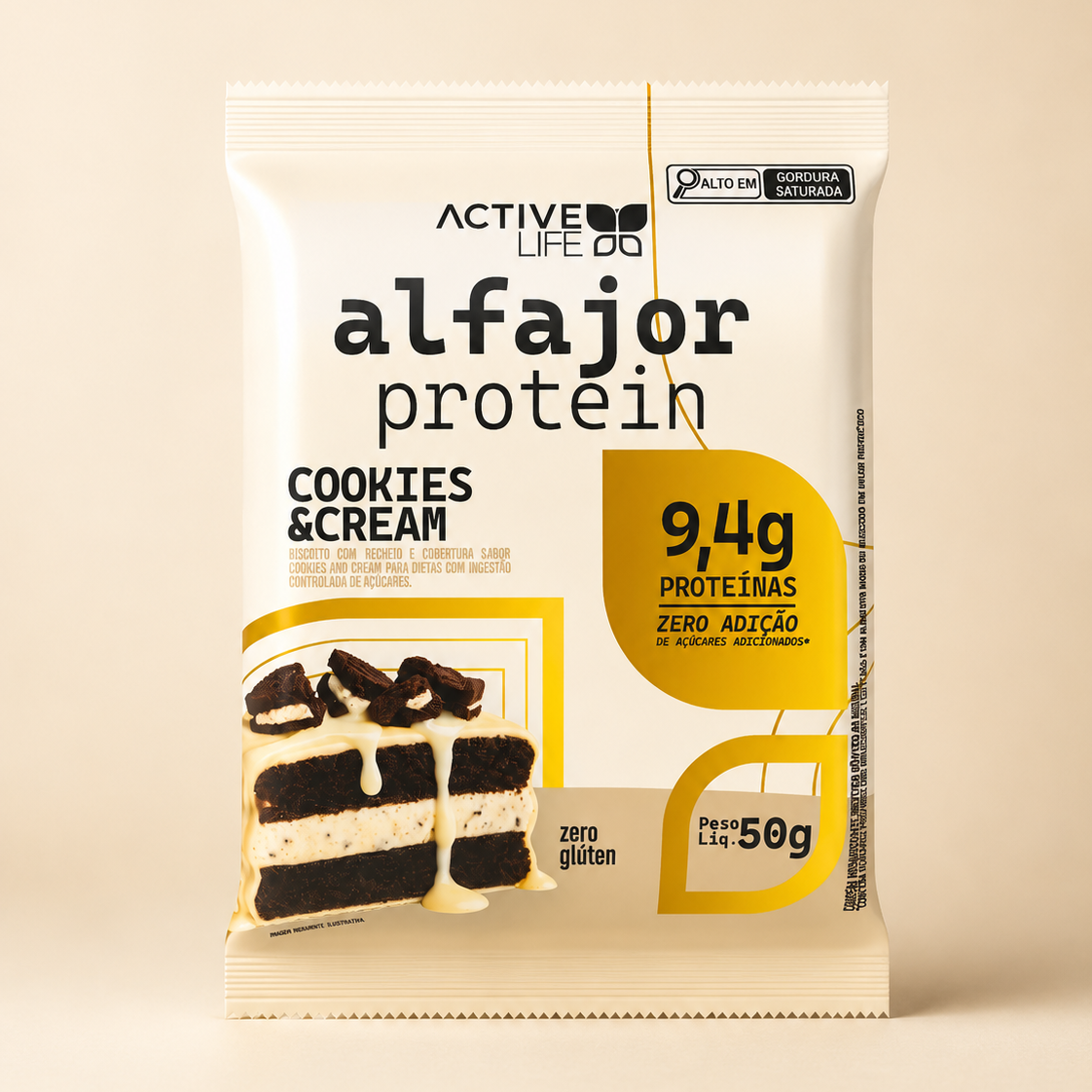 ALFAJOR PROTEICO COOKIES & CREAM - ACTIVE LIFE