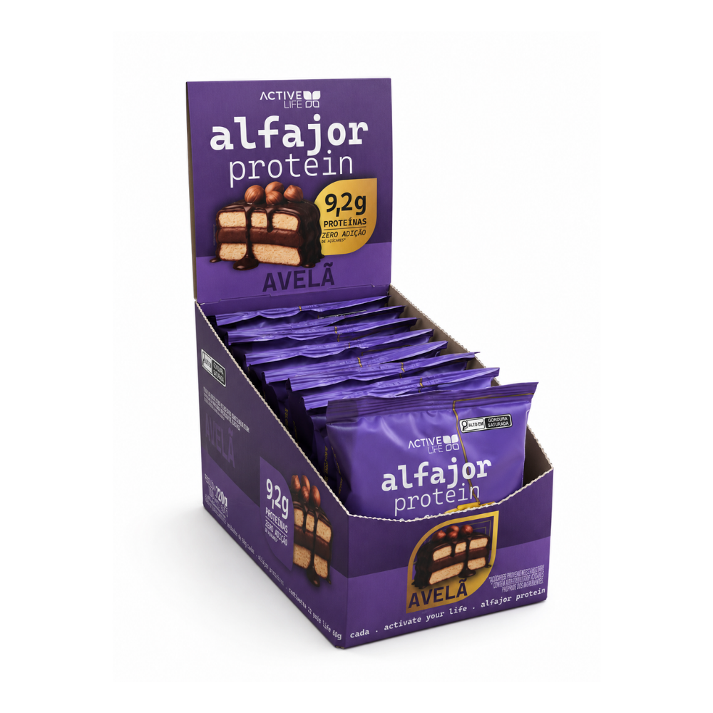 CAIXA 12 UNIDADES ALFAJOR PROTEICO AVELÃ - ACTIVE LIFE