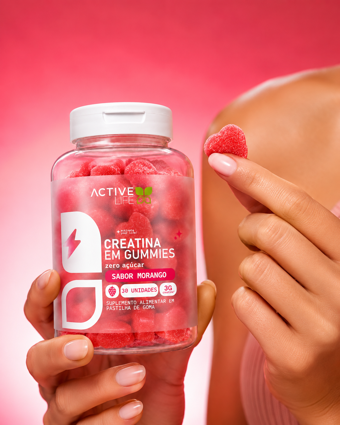 CREATINA GUMMY MORANGO 30UN - ACTIVE LIFE