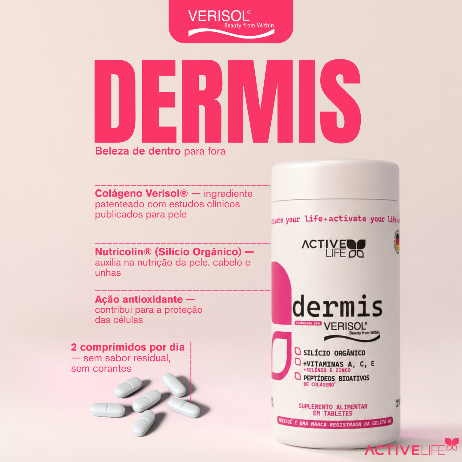 DERMIS VERISOL COM SILICIO ORGANICO 60 TABS