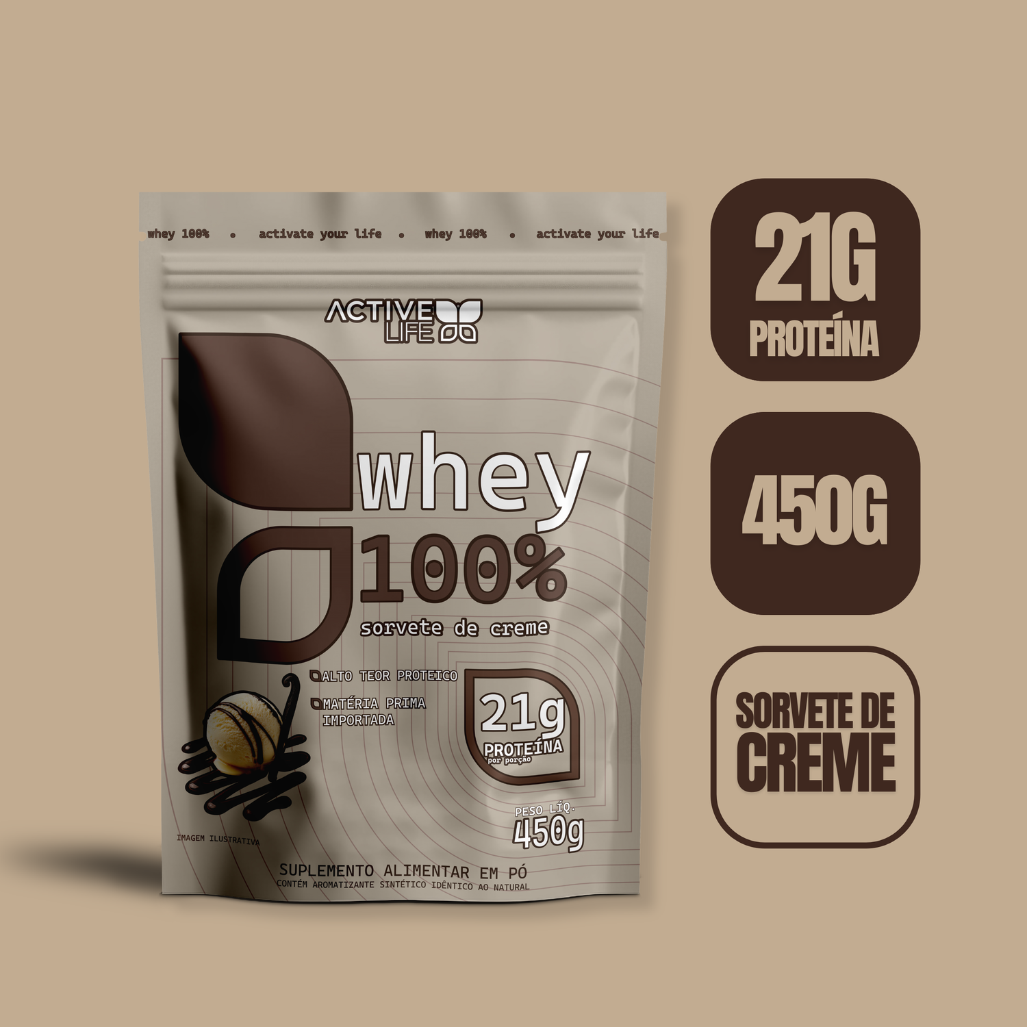 WHEY 100% - SORVETE DE CREME - 450G