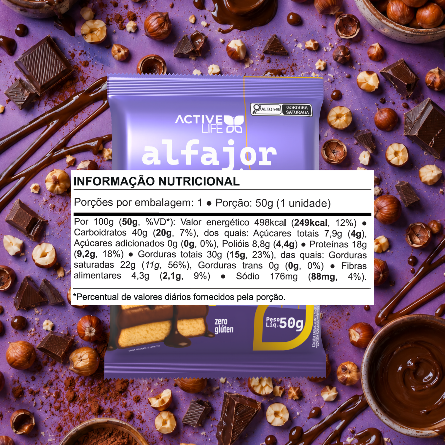 ALFAJOR PROTEICO AVELÃ - ACTIVE LIFE