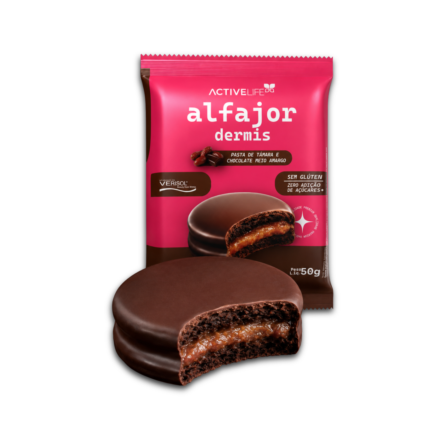 ALFAJOR VERISOL TAMARA E CHOCOLATE MEIO AMARGO - ACTIVE LIFE