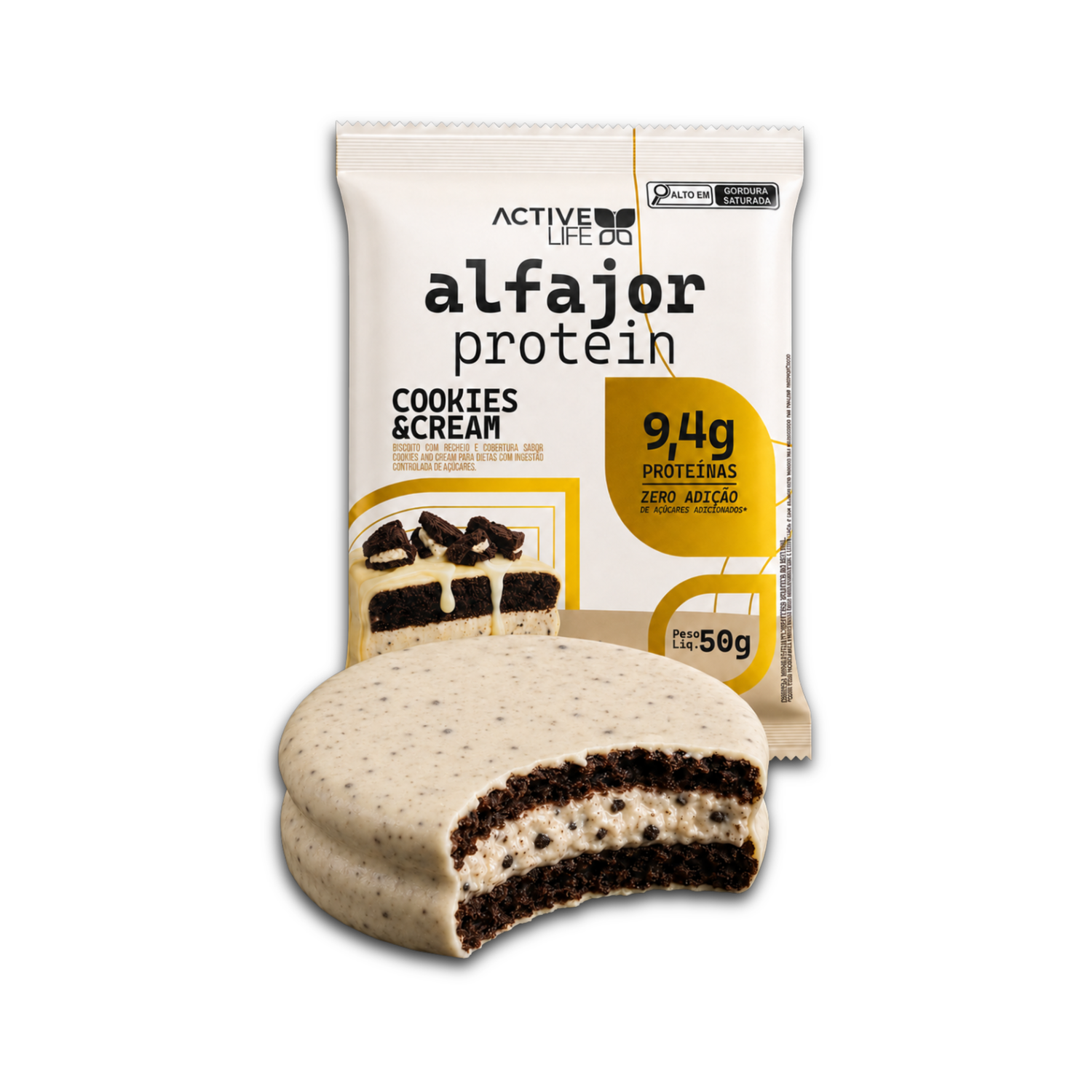 ALFAJOR PROTEICO COOKIES & CREAM - ACTIVE LIFE