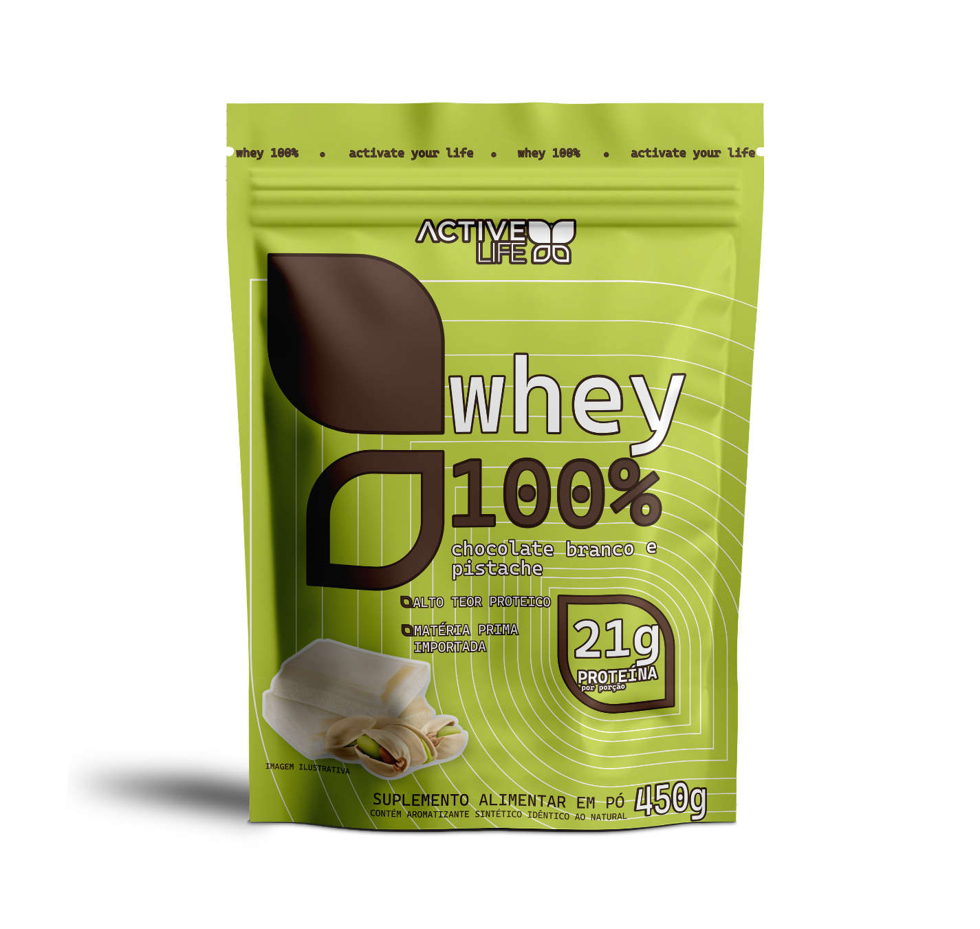WHEY 100% - CHOCOLATE BRANCO COM PISTACHE - 450G