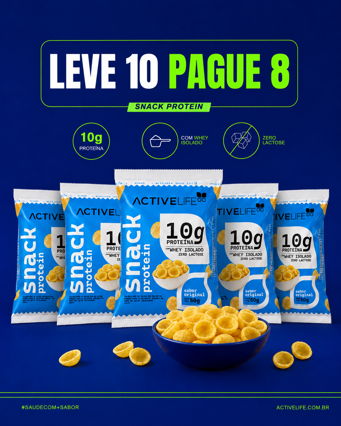 LEVE 10 UNIDADES E PAGUE 8 - SALGADINHO SNACK PROTEICO SABOR ORIGINAL