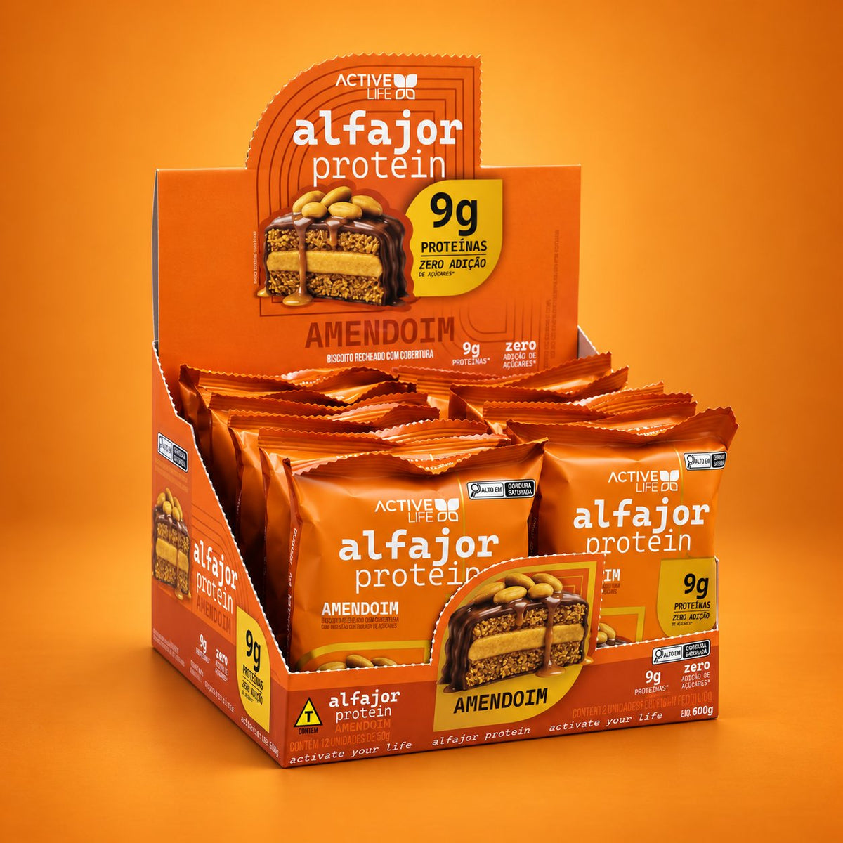 CAIXA 12 UNIDADES ALFAJOR PROTEICO AMENDOIM - ACTIVE LIFE