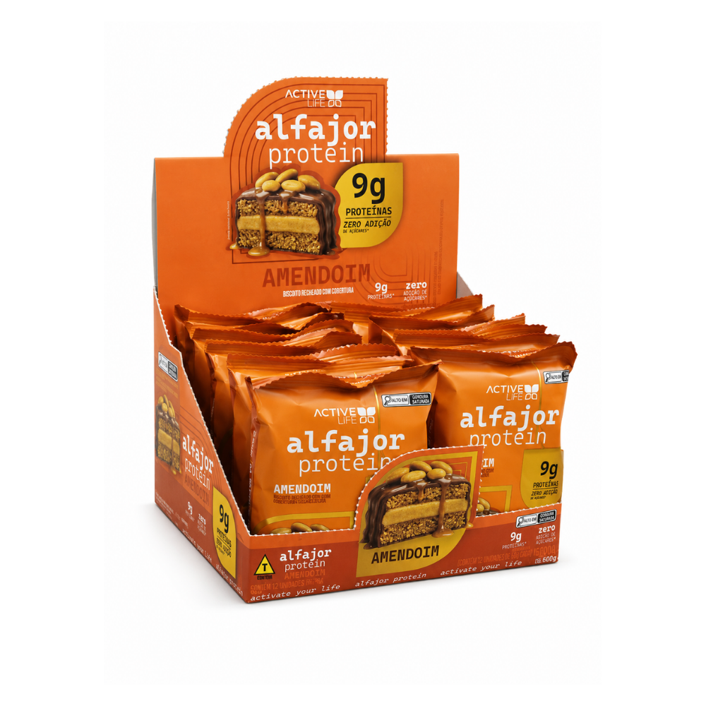 CAIXA 12 UNIDADES ALFAJOR PROTEICO AMENDOIM - ACTIVE LIFE