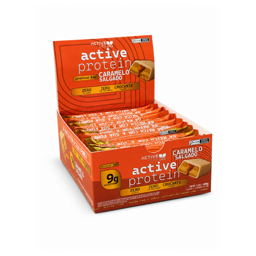 CAIXA 12 UNIDADES BARRA DE PROTEÍNA CARAMELO SALGADO - ACTIVE LIFE