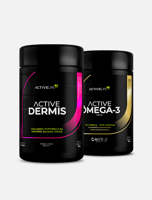 Active Dermis - PEPTIDEO DE COLÁGENO / NUTRICOLIN® 60TABS + Active Ômega-3 SUPER CONCENTRATE 60CAPS - Active Life