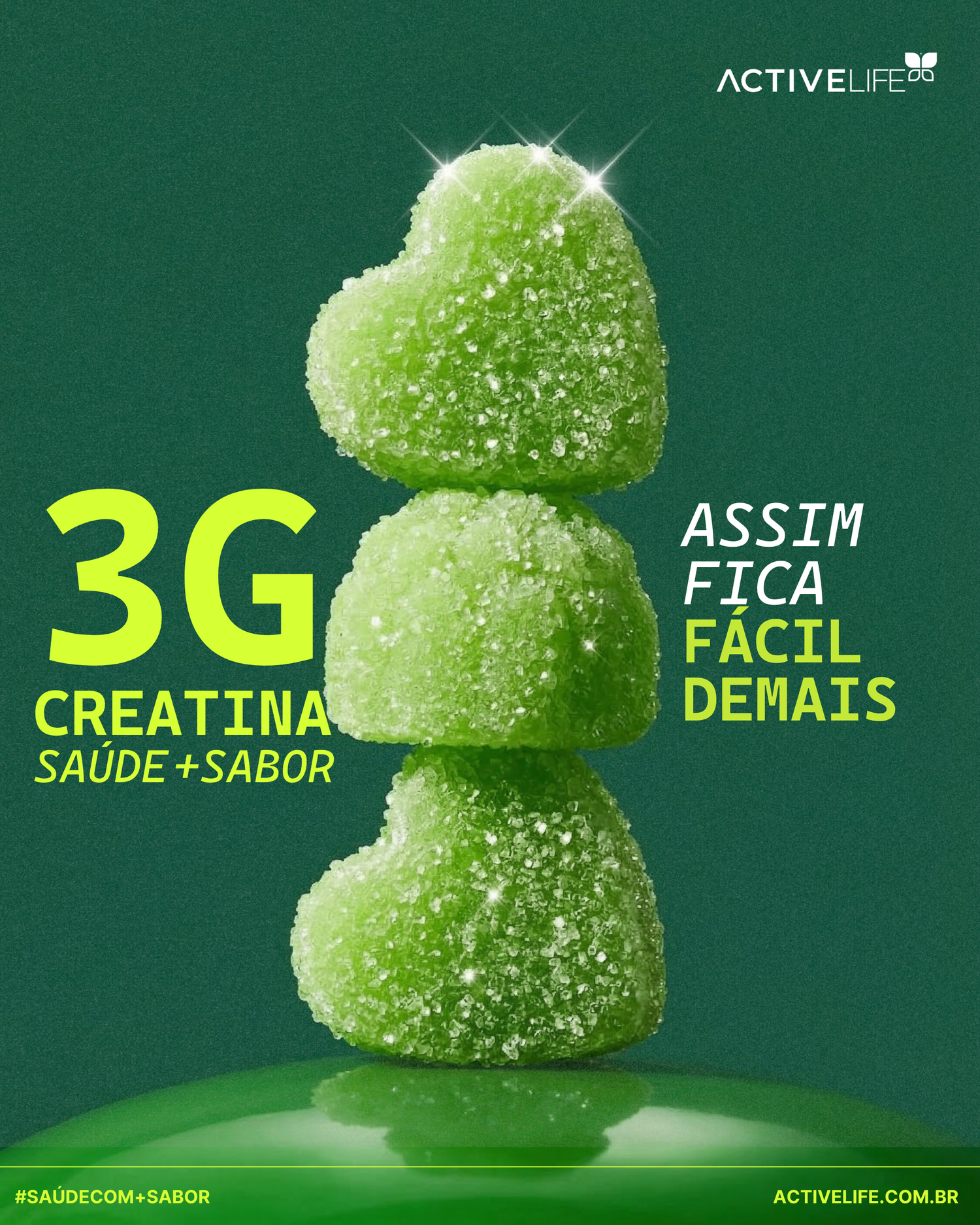 CREATINA GUMMY UVA VERDE 30UN - ACTIVE LIFE