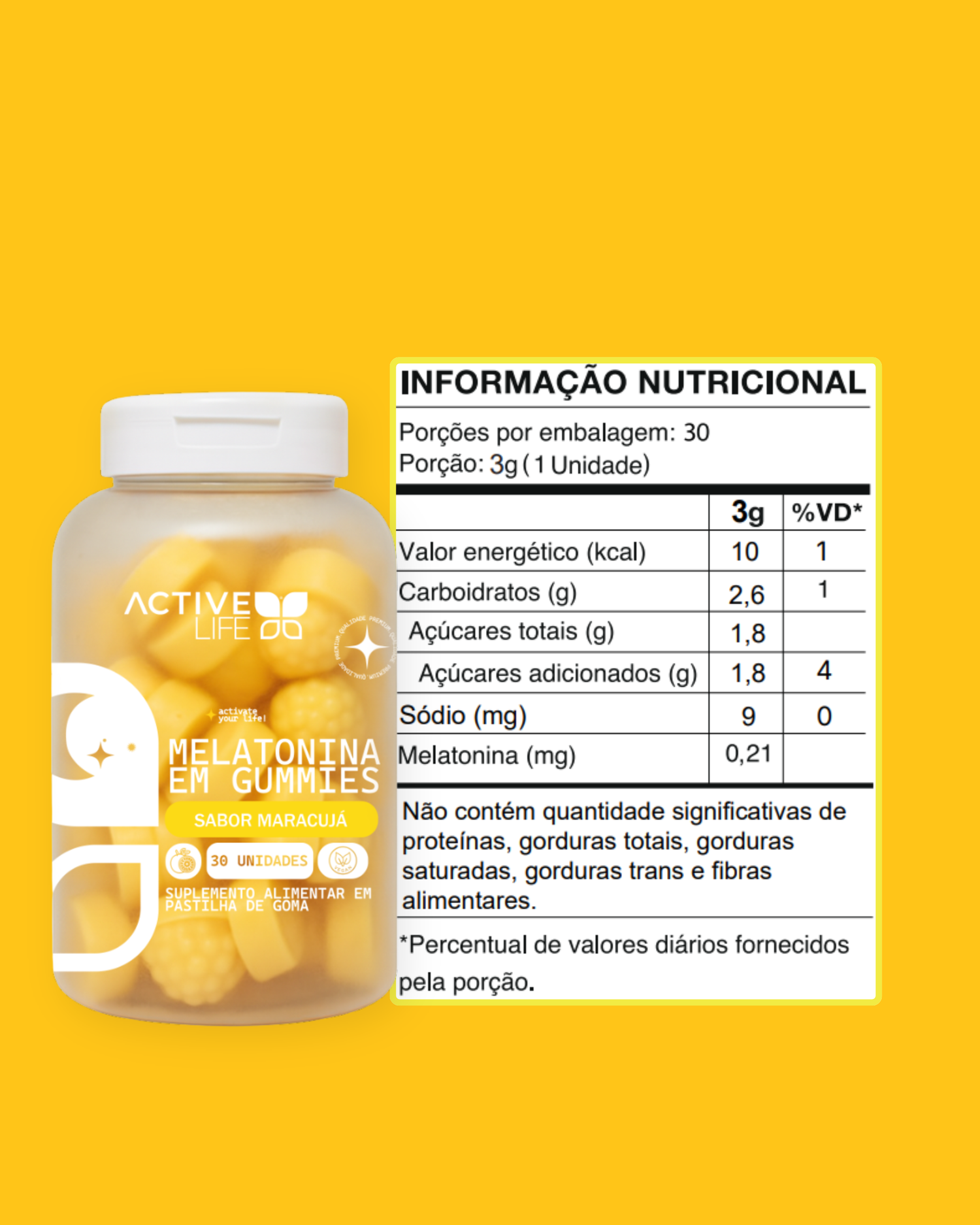 MELATONINA GUMMY MARACUJÁ 30UN - ACTIVE LIFE