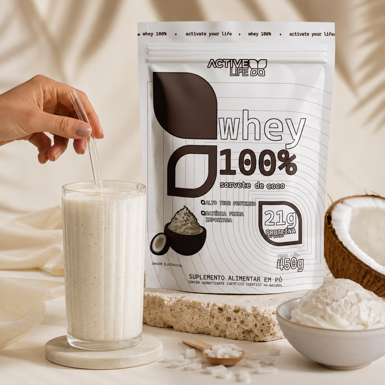 WHEY 100% - SORVETE DE COCO - 450G