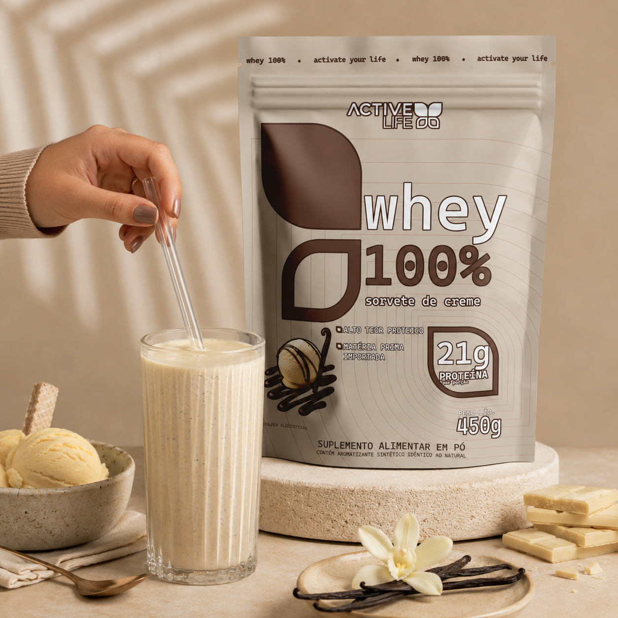 WHEY 100% - SORVETE DE CREME - 450G